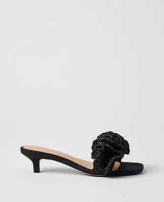 Ann Taylor Gathered Straw Kitten Heel Sandal sold by Ann Taylor