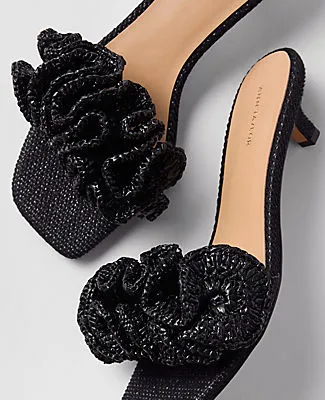 Ann Taylor Gathered Straw Kitten Heel Sandal sold by Ann Taylor product image thumbnail 2