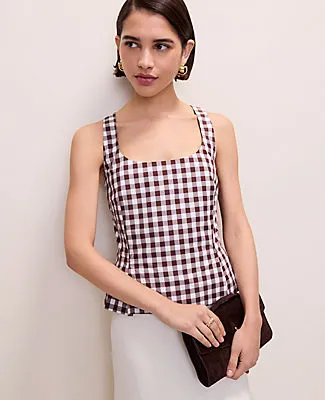 Ann Taylor Gingham Peplum Tank Top sold by Ann Taylor product image thumbnail 3