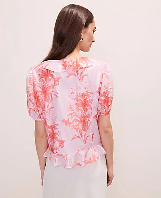 Ann Taylor Floral Ruffle Trim Blouse sold by Ann Taylor product image thumbnail 2