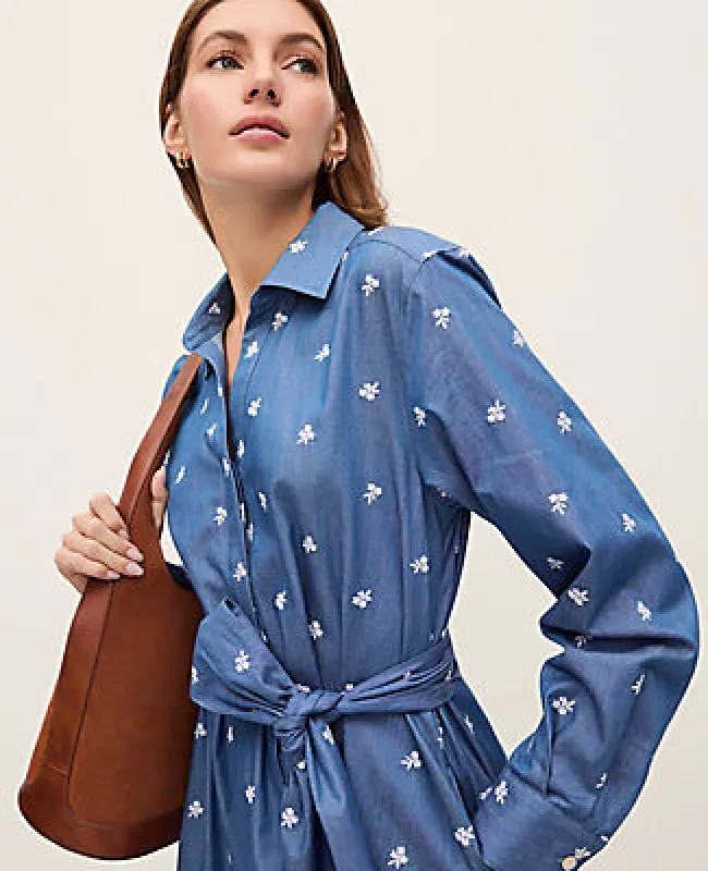 Ann Taylor Petite Weekend Embroidered Belted Dress made by Ann Taylor