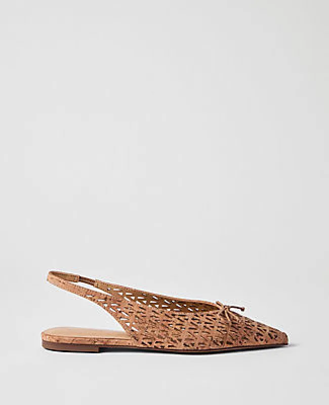 Ann Taylor Perforated Cork Bow Slingback Flat made by Ann Taylor