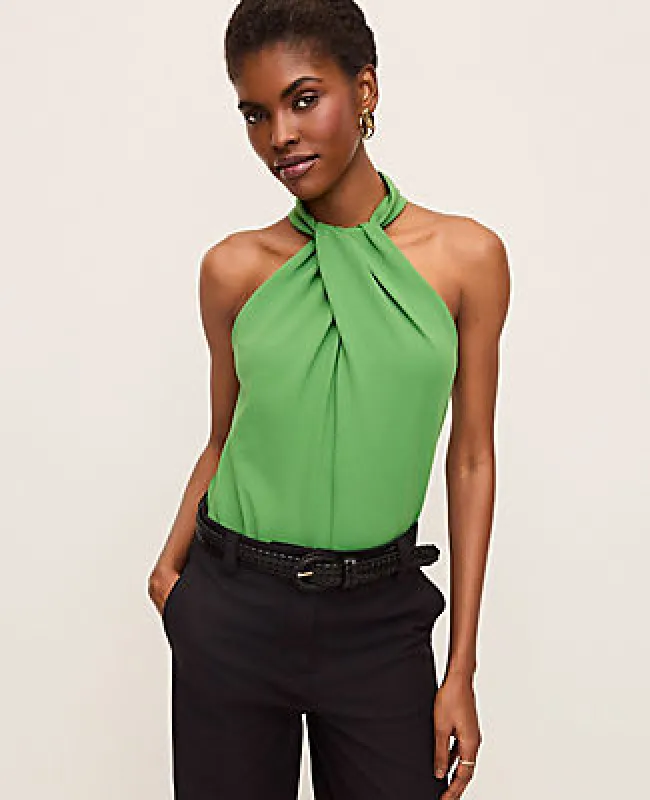 Ann Taylor Petite Twist Neck Halter Top made by Ann Taylor