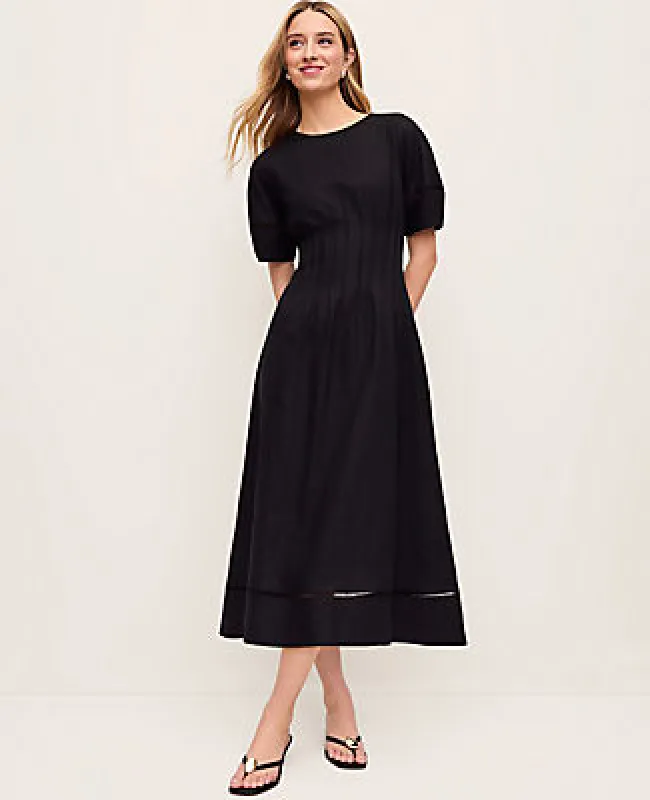 Ann Taylor Petite Pintuck Linen Blend Midi Dress made by Ann Taylor