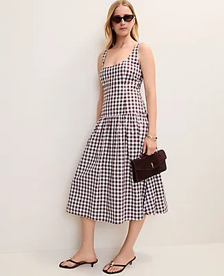 Ann Taylor Gingham Flare Midi Dress sold by Ann Taylor product image thumbnail 3