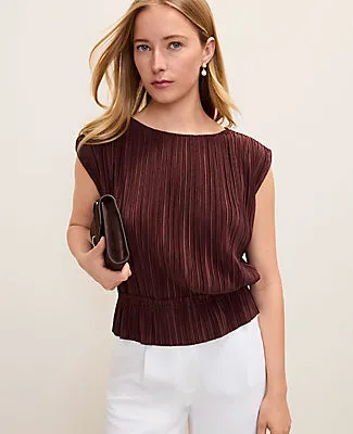 Ann Taylor Petite Pleated Ruffle Hem Top sold by Ann Taylor