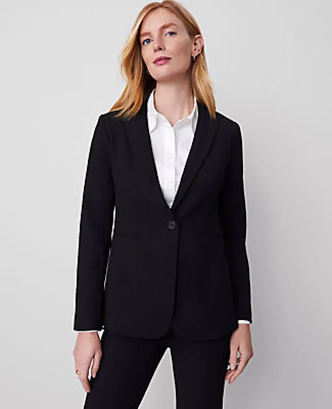 Ann Taylor The Long One Button Blazer in Bi-Stretch made by Ann Taylor