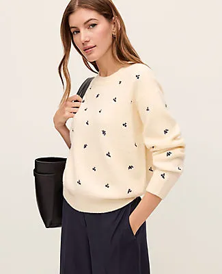 Ann Taylor Weekend Floral Embroidered Sweater sold by Ann Taylor