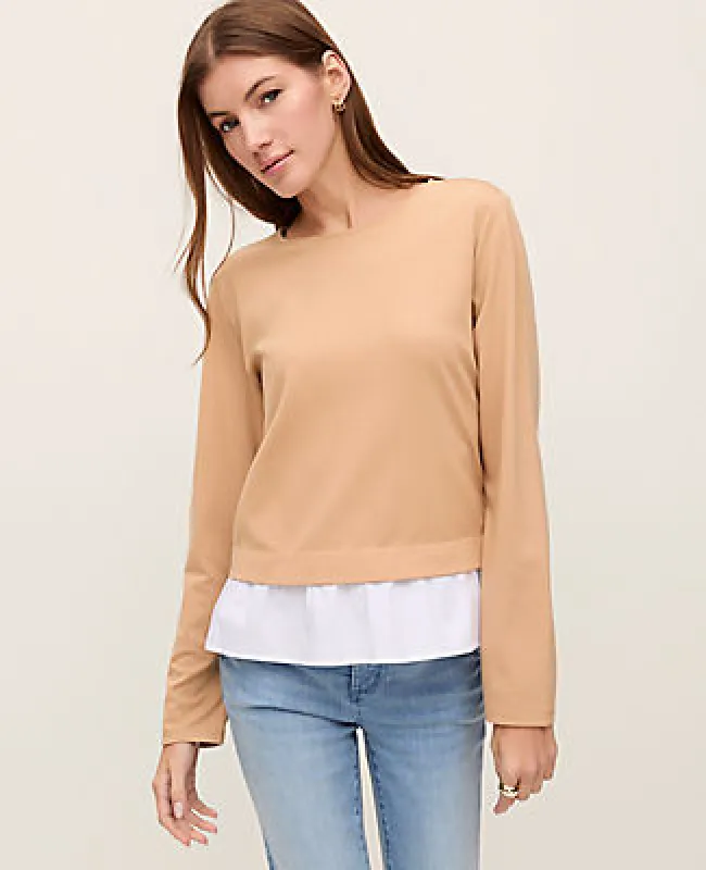 Ann Taylor Weekend Ruffle Trim Knit Top made by Ann Taylor
