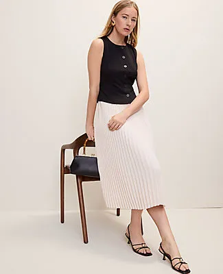 Ann Taylor Petite Pleated Crew Neck Midi Dress sold by Ann Taylor product image thumbnail 3