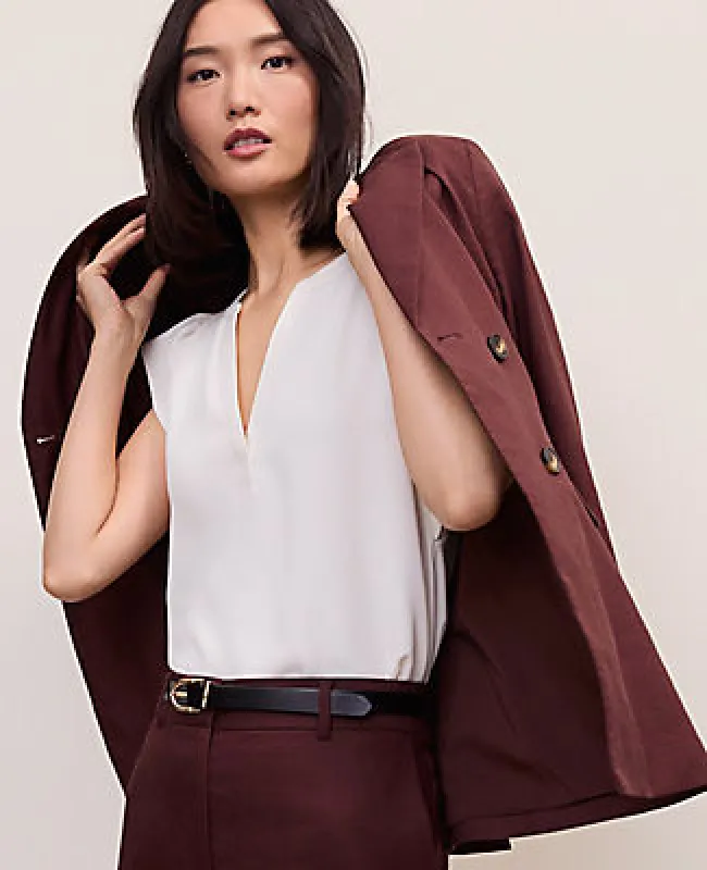 Ann Taylor Mixed Media Flutter Sleeve Top made by Ann Taylor