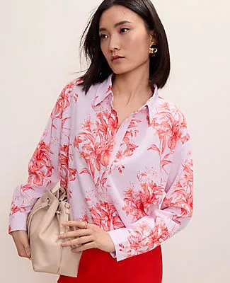 Ann Taylor Floral Linen Button Down Shirt sold by Ann Taylor