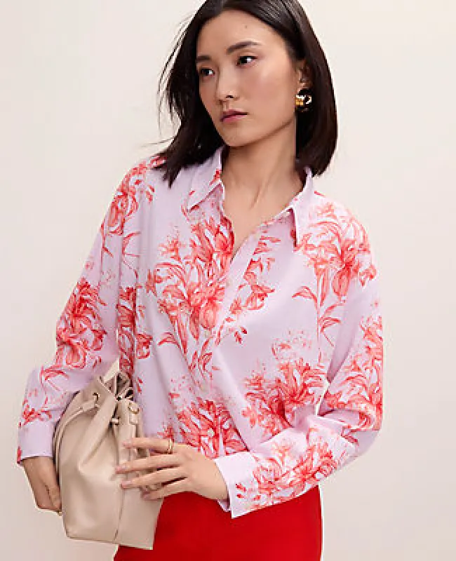 Ann Taylor Floral Linen Button Down Shirt made by Ann Taylor