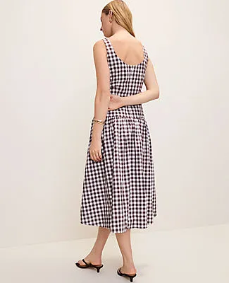 Ann Taylor Gingham Flare Midi Dress sold by Ann Taylor product image thumbnail 2