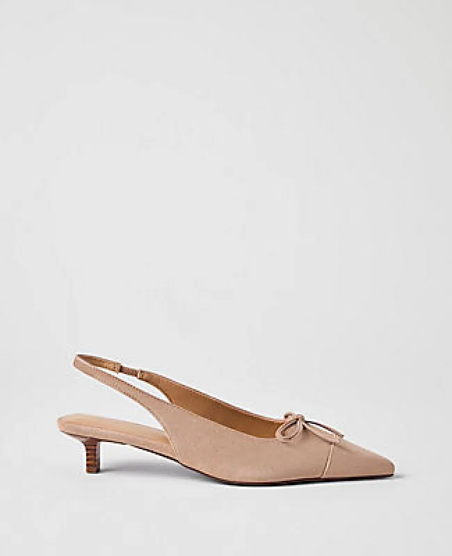 Ann Taylor Suede Bow Kitten Heel Pump made by Ann Taylor