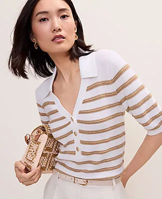 Ann Taylor Striped Polo Sweater sold by Ann Taylor