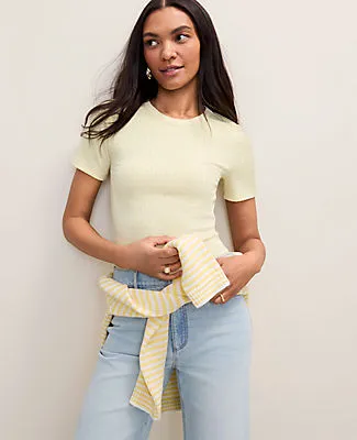 Ann Taylor Weekend Pointelle Crew Neck Tee sold by Ann Taylor