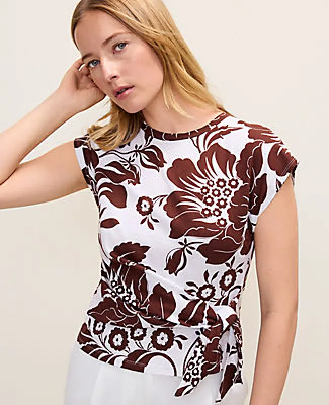 Ann Taylor Floral Tie Waist Tee made by Ann Taylor