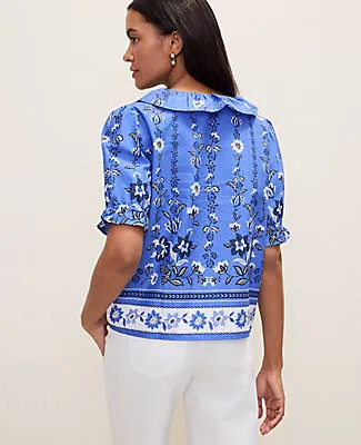 Ann Taylor Weekend Floral Ruffle Trim Blouse sold by Ann Taylor product image thumbnail 2