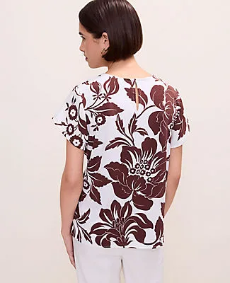 Ann Taylor Floral Mixed Media Crew Neck Tee sold by Ann Taylor product image thumbnail 2
