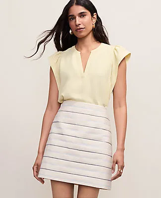 Ann Taylor Petite Mixed Media Flutter Sleeve Top sold by Ann Taylor