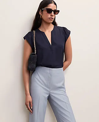 Ann Taylor Mixed Media Flutter Sleeve Top sold by Ann Taylor