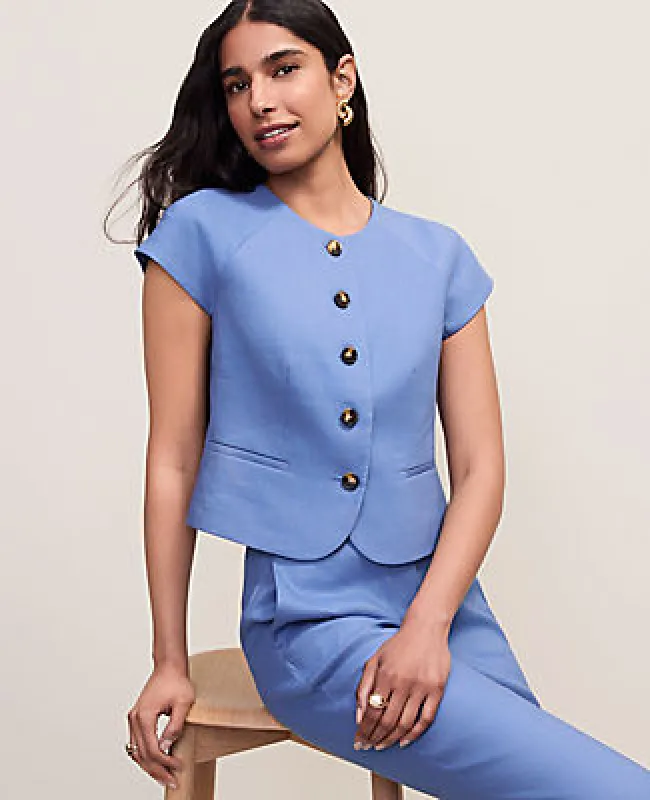 Ann Taylor The Petite Cap Sleeve Vest in Linen Blend made by Ann Taylor