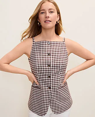 Ann Taylor The Petite Strappy Vest in Gingham sold by Ann Taylor product image thumbnail 3