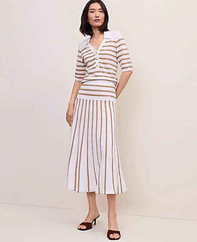 Ann Taylor Petite Striped A-Line Sweater Midi Skirt made by Ann Taylor