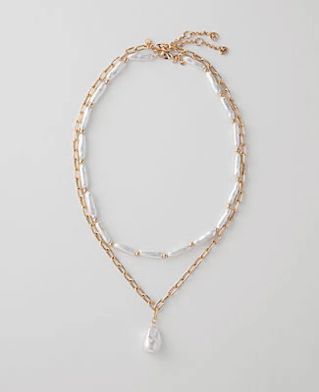 Ann Taylor Layered Pearl Chain Necklace made by Ann Taylor