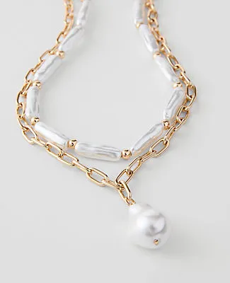 Ann Taylor Layered Pearl Chain Necklace sold by Ann Taylor product image thumbnail 2