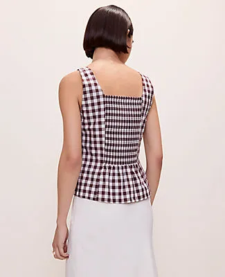 Ann Taylor Gingham Peplum Tank Top sold by Ann Taylor product image thumbnail 2