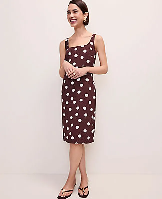 Ann Taylor Polka Dot Square Neck Sheath Dress made by Ann Taylor