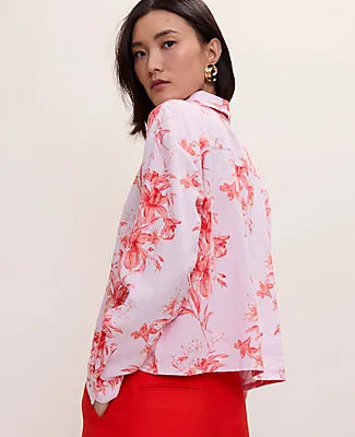 Ann Taylor Floral Linen Button Down Shirt sold by Ann Taylor product image thumbnail 2