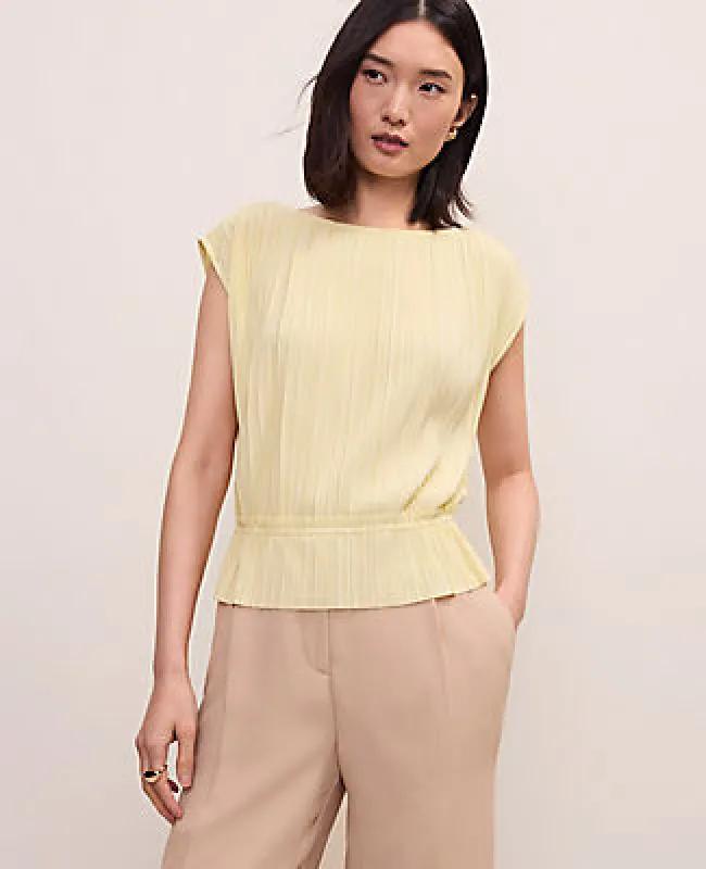 Ann Taylor Petite Pleated Ruffle Hem Top made by Ann Taylor