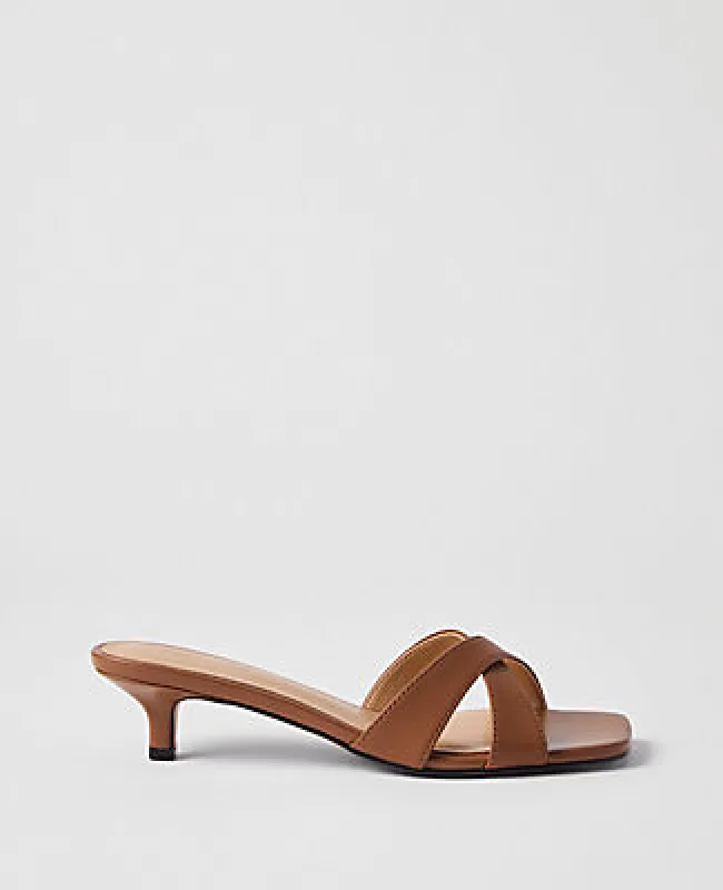 Ann Taylor Leather Crossover Kitten Heel Sandal made by Ann Taylor