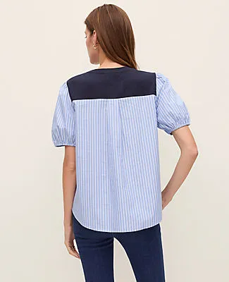 Ann Taylor Weekend Mixed Media Striped Top sold by Ann Taylor product image thumbnail 2