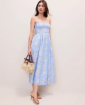 Ann Taylor Petite Weekend Floral Smocked Midi Dress sold by Ann Taylor