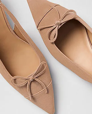 Ann Taylor Suede Bow Kitten Heel Pump sold by Ann Taylor product image thumbnail 2