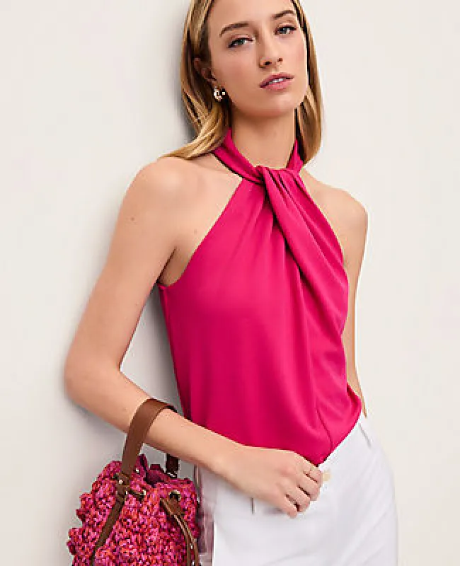 Ann Taylor Petite Twist Neck Halter Top made by Ann Taylor