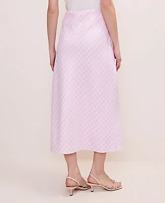 Ann Taylor Gingham Linen Blend Midi Slip Skirt sold by Ann Taylor product image thumbnail 3