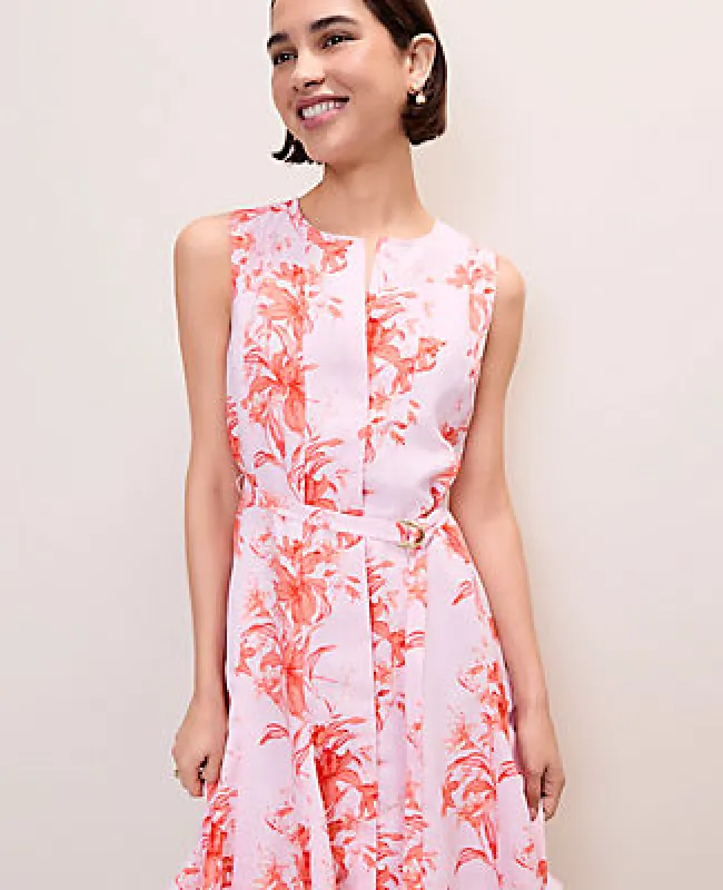 Ann Taylor Floral Belted Flare Dress made by Ann Taylor