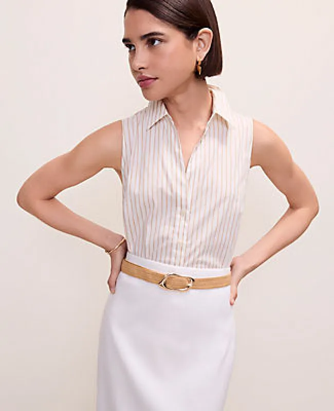 Ann Taylor Striped Sleeveless Essential Shirt made by Ann Taylor