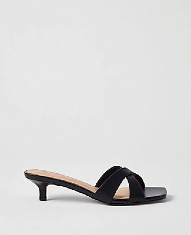 Ann Taylor Leather Crossover Kitten Heel Sandal made by Ann Taylor