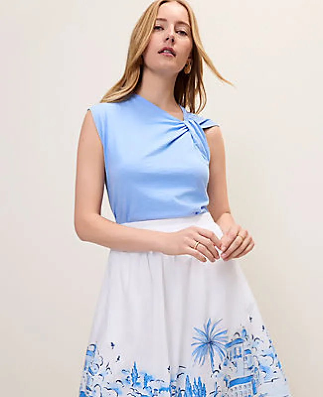 Ann Taylor Weekend Asymmetric Twist Shoulder Top made by Ann Taylor