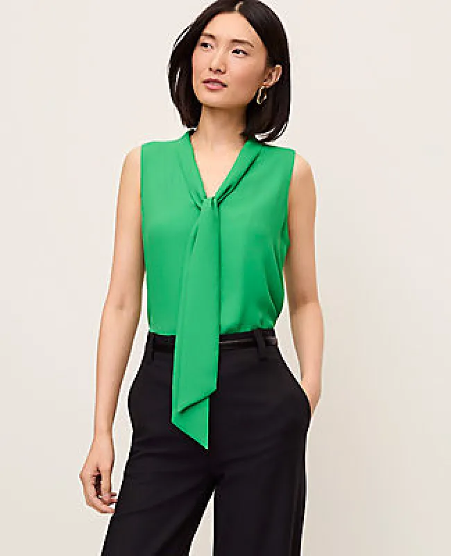 Ann Taylor Petite Bow Neck Shell Top made by Ann Taylor