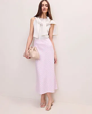 Ann Taylor Gingham Linen Blend Midi Slip Skirt sold by Ann Taylor product image thumbnail 4