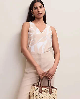 Ann Taylor Mixed Media Floral V-Neck Shell Top sold by Ann Taylor