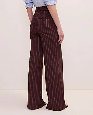 Ann Taylor The Petite Pinstriped Wide-Leg Flare Trouser in Linen Blend sold by Ann Taylor product image thumbnail 3