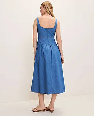 Ann Taylor Petite Weekend Chambray Flare Midi Dress sold by Ann Taylor product image thumbnail 2